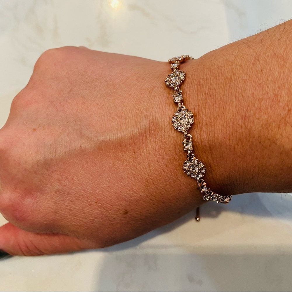 Givenchy Crystal Flower Slider / Bolo Bracelet